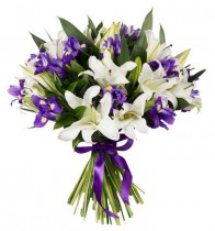 Bouquet of lilies with irises 